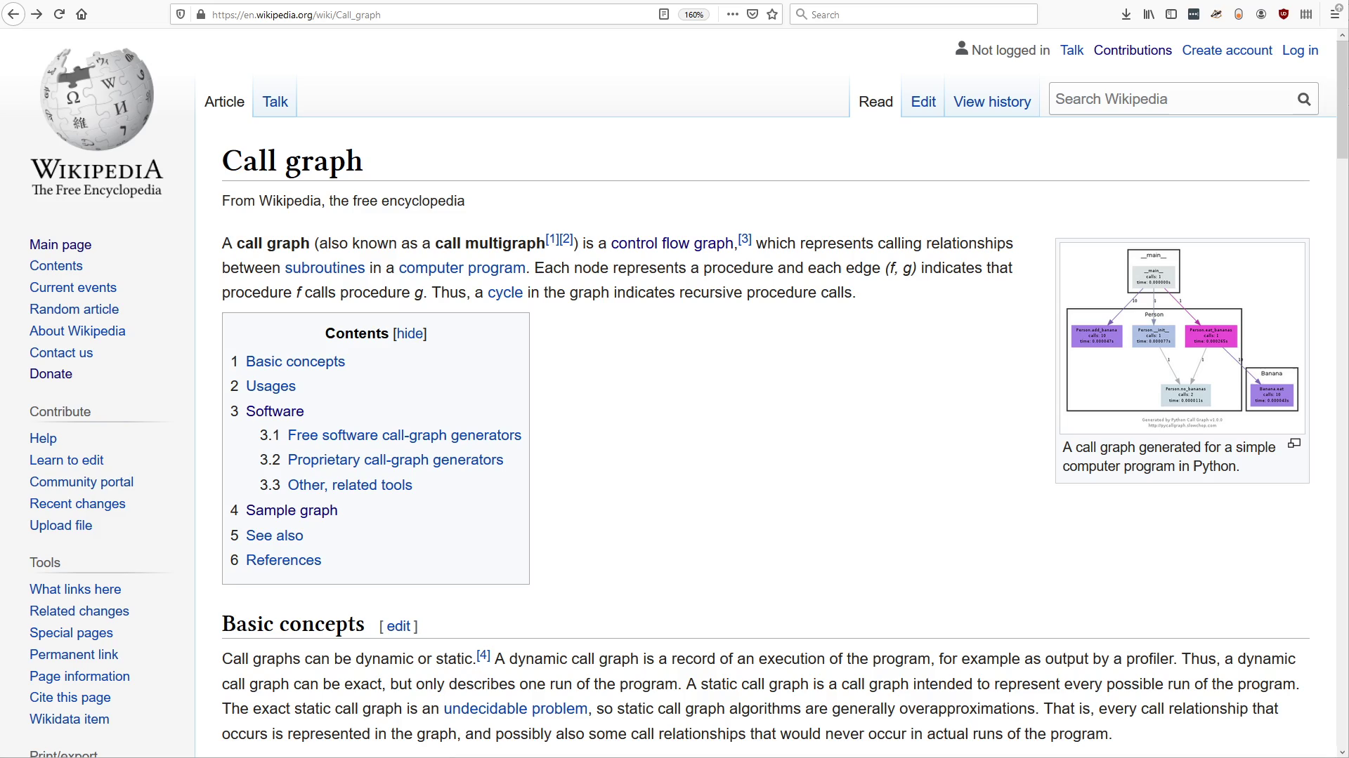 Call graph page on Wikipedia